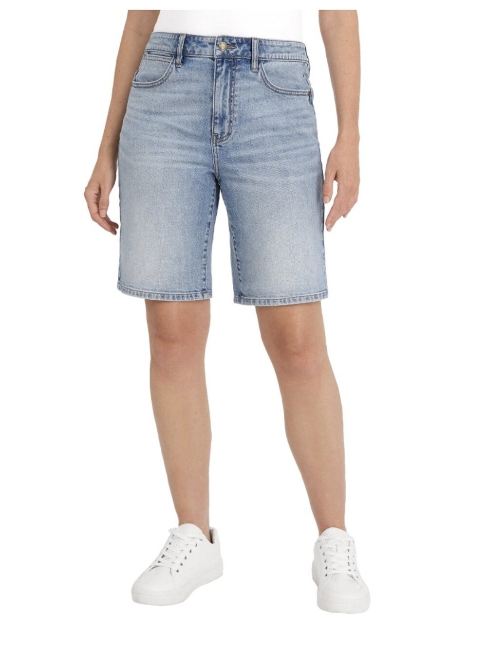Wrangler Light Blue Denim High Rise Bermuda Shorts Size 12 NWT